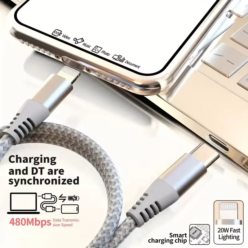 Cable USB-C a Lightning Certificado MFi Carga Rápida iPhone