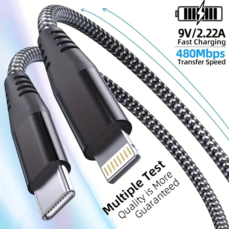 Cable USB-C a Lightning Certificado MFi Carga Rápida iPhone