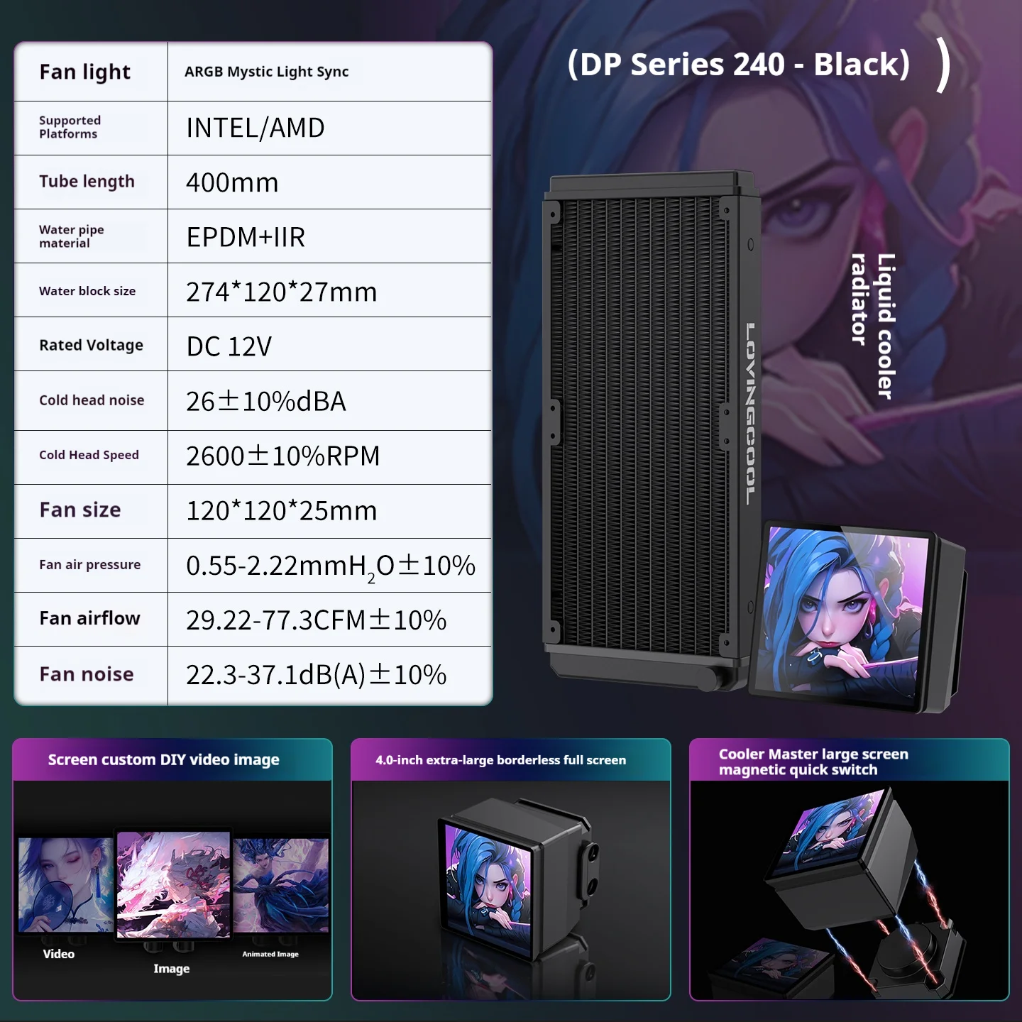 Refrigeración Líquida LOVINGCOOL DP: Pantalla 4.0