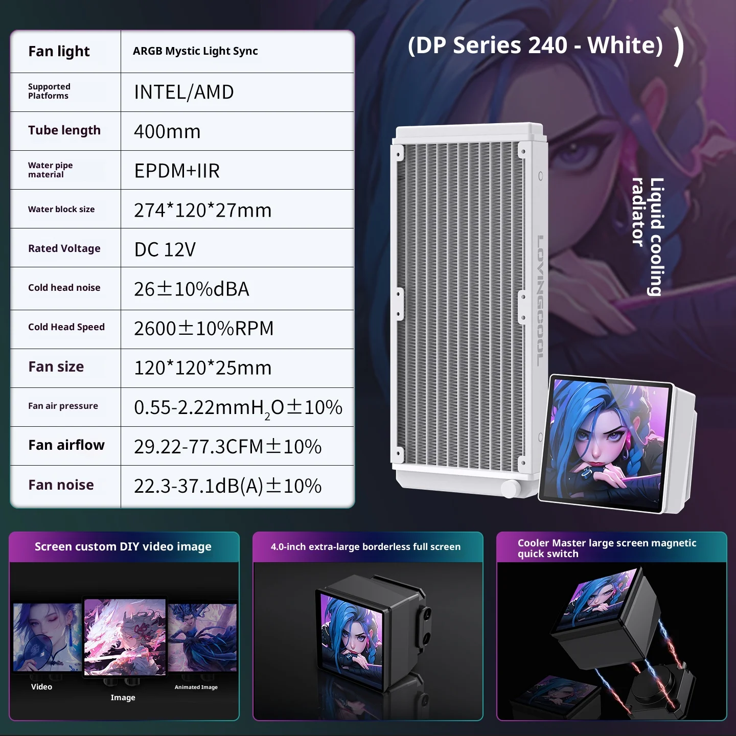 Refrigeración Líquida LOVINGCOOL DP: Pantalla 4.0