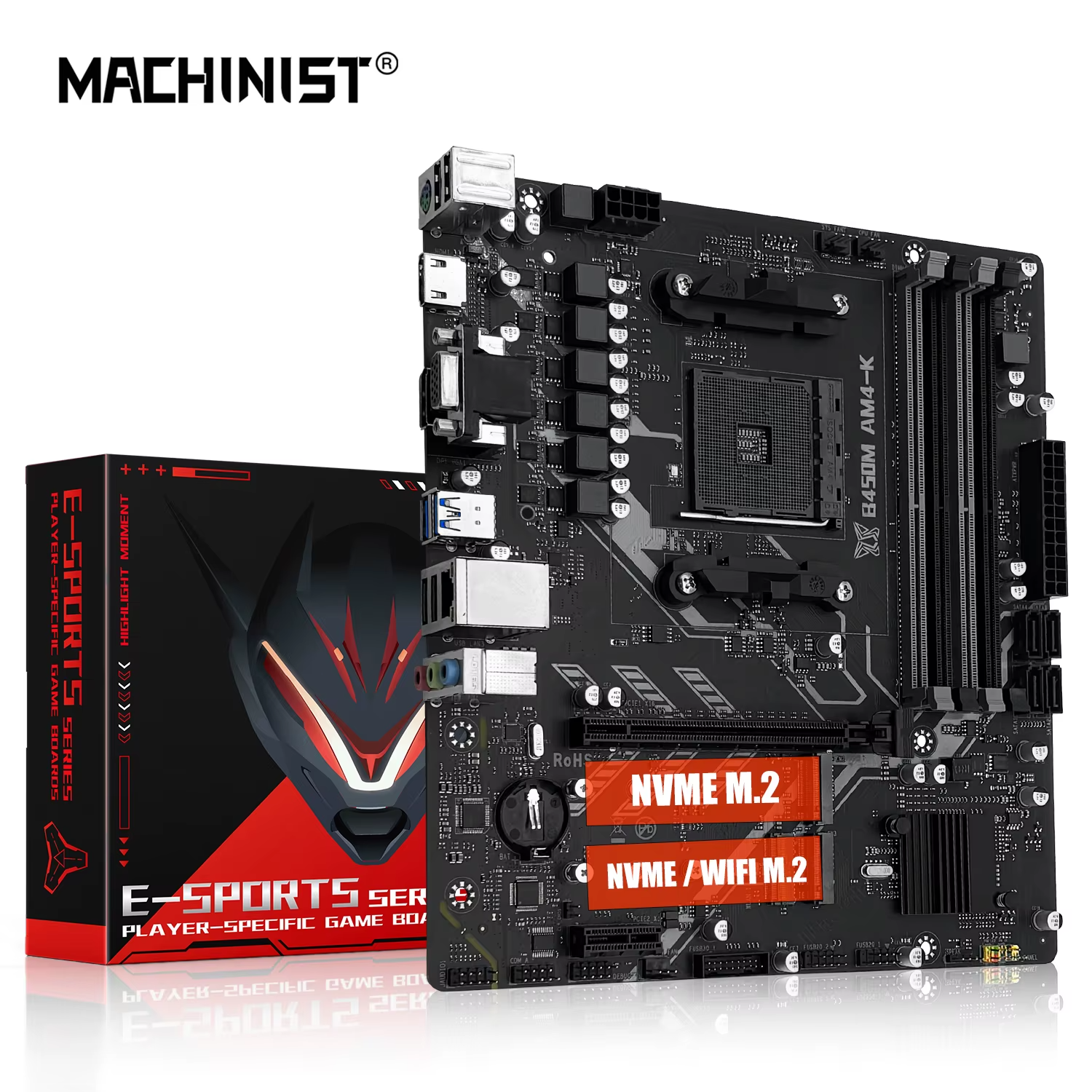 MACHINIST B450M-AM4: Placa base Ryzen 1-5, DDR4, NVME M.2 ¡Ofertón!