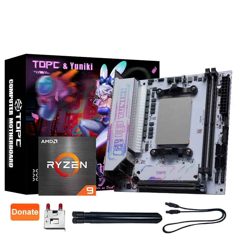 Placa Base Mini-ITX TOPC Ryzen AMD R9 DDR5 6200MHz WiFi6 Gaming/NAS