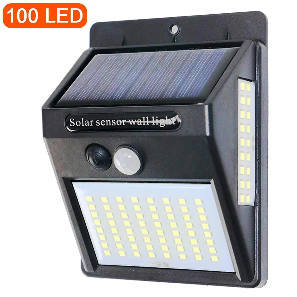 Lámpara solar 3 lados 100 LED con sensor PIR