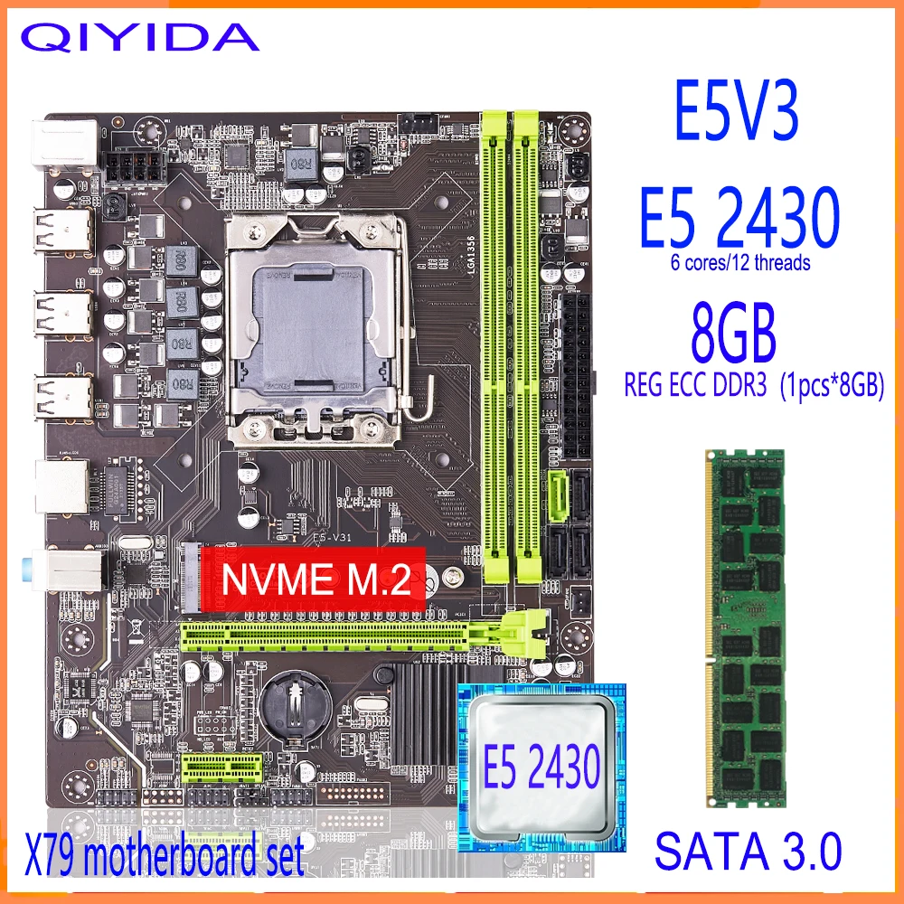 Qiyida X79 con CPU Xeon E5 2430 y 8GB DDR3 REG ECC