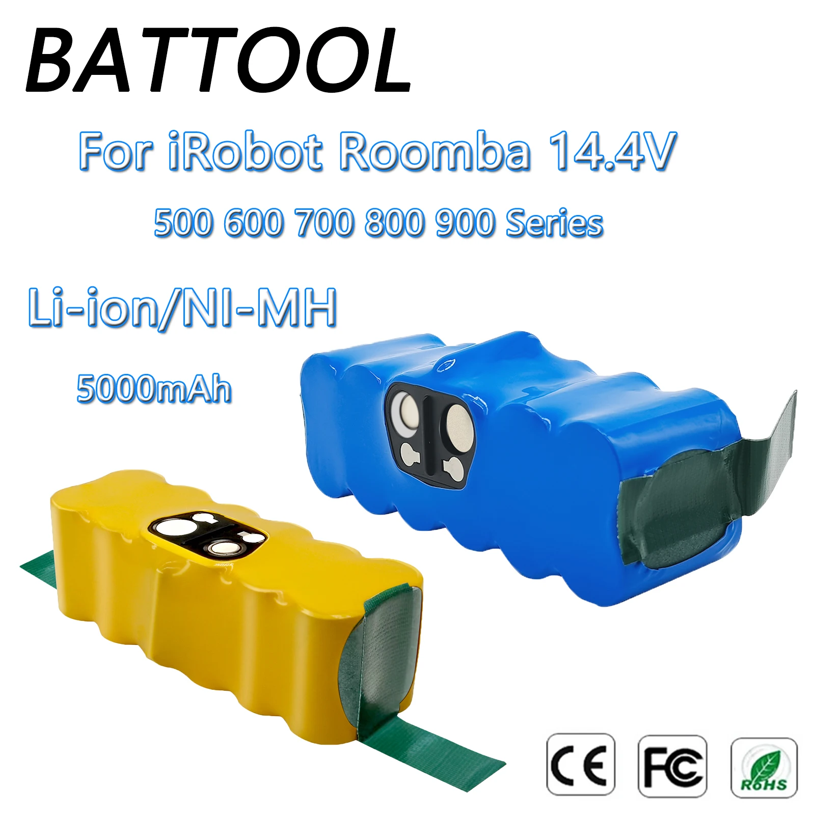 Batería 5000mAh 14,4 V para iRobot Roomba (series 500–900)