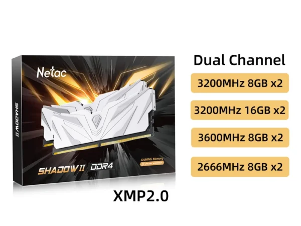 Memoria RAM Netac DDR4 16GB (2x8GB) con disipador y XMP