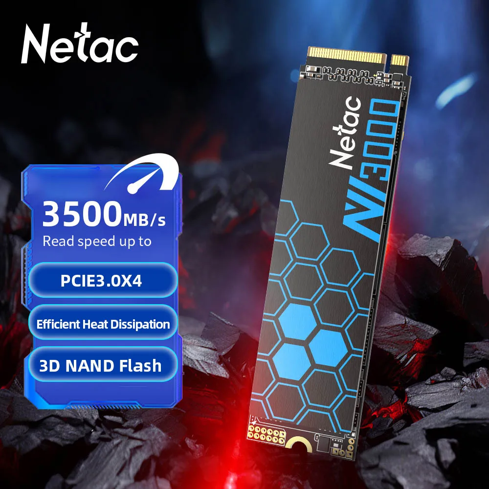 Netac SSD NVMe M.2 2280 PCIe 3.0 x4 (250GB–2TB)