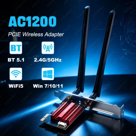 Adaptador WiFi AC1200 WiFi5 PCIE, tarjeta de red inalámbrica BT5.1, doble banda 2.4G/5GHz 802.11AC para Bluetooth 4.0, PC de escritorio, Windows 10/11