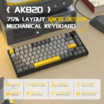 Ajazz AK820 Pro Teclado Mecánico Inalámbrico 75% con Pantalla Inteligente TFT y Perilla, Teclado Gaming con Montaje Gasket, Conexión BT/2.4GHz/USB-C,