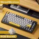 AJAZZ AK820 Pro Teclado mecánico inalámbrico y con cable para jugar, interruptores intercambiables en caliente retroiluminados RGB de tres modos, dise