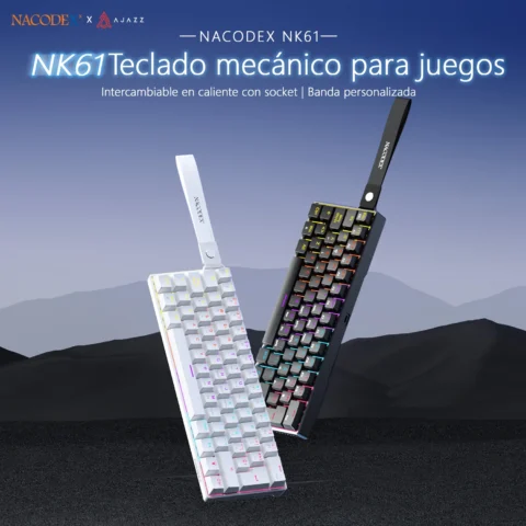 AJAZZ NK61: teclado mecánico para juegos con conexión por cable, compatible con el sistema de intercambio rápido de teclas, ideal tanto para el trabaj