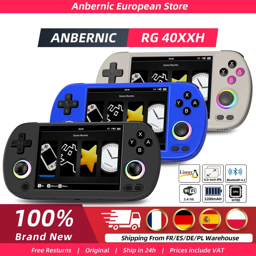 Anbernic RG40XX H Consola de videojuegos de 4,0 pulgadas Reproductor de juegos retro 64G Precargado Más de 5000 juegos Sistema portátil Linux de 64 bi