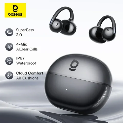 Auriculares inalámbricos TWS con clip Baseus Bowie MC2 AIR, auriculares Bluetooth 6.0, diseño abierto, 4 micrófonos, tecnología ENC, auriculares depor