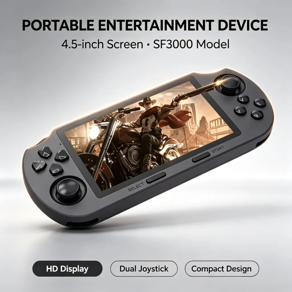 Consola de videojuegos portátil retro SF3000, sistema Linux, pantalla IPS de 4,5 pulgadas y resolución 854 x 480, batería de 3000 mAh, reproductor de