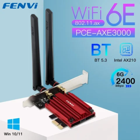 Fvi-adaptador PCIE inalámbrico WiFi 6E AX210, 5374Mbps, triple banda, 2,4G/5G/6Ghz, Compatible con Bluetooth 5,3, tarjeta de red WiFi para Win 10/11