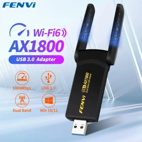 Fvi-adaptador WiFi 6 USB de 1800Mbps, receptor inalámbrico de doble banda 2,4G/5Ghz, Dongle USB 3,0, tarjeta de red para ordenador portátil y PC, Win