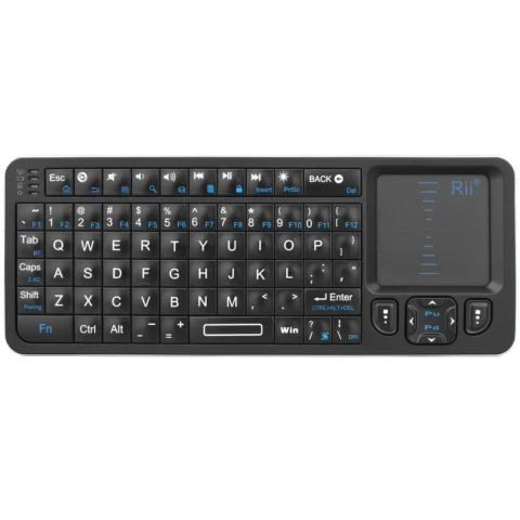 Mini teclado Bluetooth Rii K06, teclado inalámbrico retroiluminado de 2,4 GHz con panel táctil de aprendizaje IR Android TV Box, Mac, computadora port
