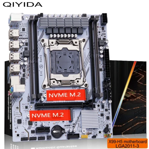 Placa base QIYIDA X99 LGA2011 3 con ranura M.2 compatible con memoria DDR4 SATA USB PCI16X