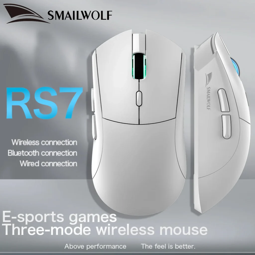SMAILWOLF RS7 Bluetooth ratón inalámbrico para juegos PAW3311 controlador macro ordenador portátil ordenador de escritorio juego de oficina 20000dpi