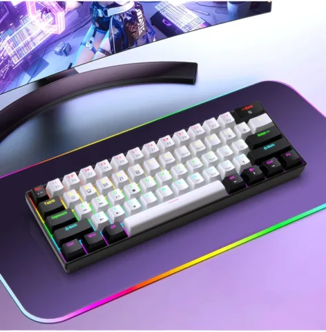 Teclado Mecánico para Juegos de 61 Teclas con Retroiluminación RGB, Diseño Ultra Compacto, Mini, Apto para Gamers y Tipistas de PC/Mac