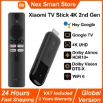 2025 Xiaomi TV Stick 4K 2nd Gen, Google TV, WiFi 6 Medios de transmisión portátiles, Netflix Google Assistant, Smart TV Dongle BT5.2