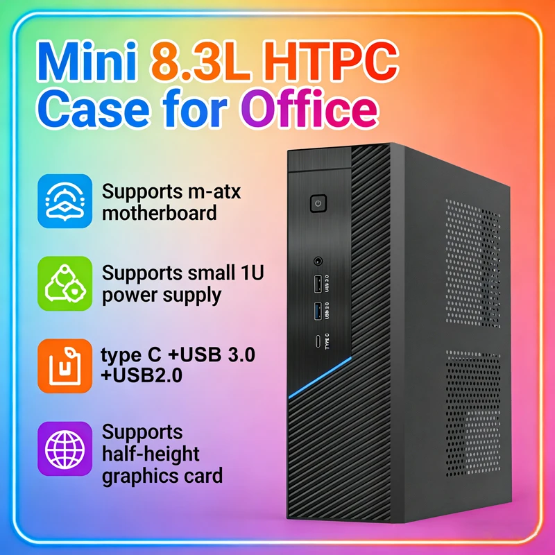 8.3L Chassis Mini-ITX Computer Cases for Micro ATX Computer PC Support 1U FLEX Power Supply HTPC Computer Case