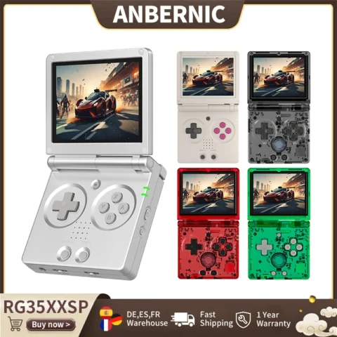 Anbernic-consola de juegos portátil RG35XXSP, Retro, con tapa, pantalla IPS de 3,5 pulgadas, Linux, 64 bits, compatible con WiFi, Bluetooth, transmisi