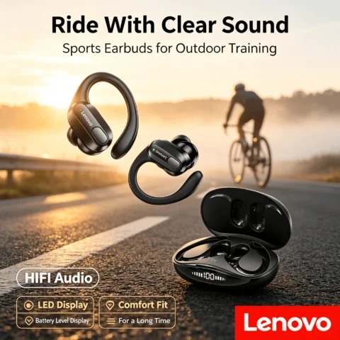 Auriculares inalámbricos Bluetooth Lenovo XT80, auriculares con sonido estéreo de alta fidelidad, auriculares impermeables y cómodos con micrófono par