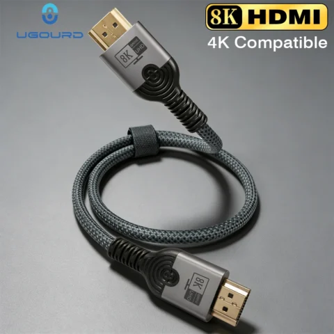 Cable HDMI 2.1 UGOURD 8K, 48 Gbps, cable trenzado de ultra alta velocidad, 8K a 60 Hz, 4K a 120 Hz, EARC, 4K a 144 Hz, cable HDMI duradero con cinta d