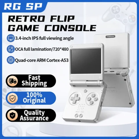 Consola de Juegos Portátil Anbernic RGSP Flip Classic, Pantalla IPS de 3.4», Linux de 64 bits, 3300mAh, Reproductor de Juegos Retro RG SP, Wifi, Cone