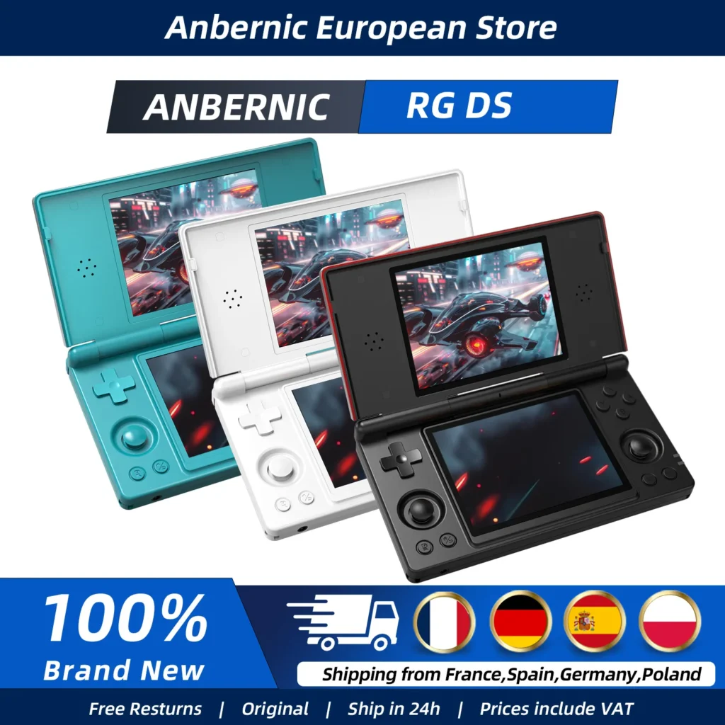 Consola de videojuegos retro Anbernic RG DS con pantalla táctil dual IPS de 4 pulgadas, Android 14, reproductor de juegos plegable RGDS, ideal para re