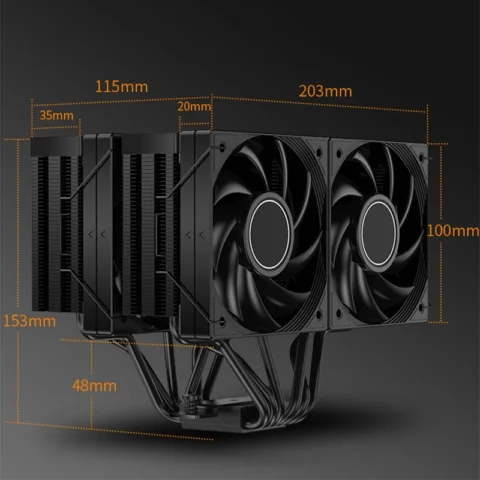 Enfriador de CPU de Doble Torre con Refrigeración por Aire, 6 Tubos de Calor y Ventiladores Cuádruples de 10 cm, Diseño de Disipador de Calor que No B