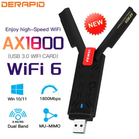 Fenvi USB WiFi 6 AX1800 USB 3,0 adaptador de doble banda 2,4G/5Ghz receptor USB Dongle Wifi tarjeta de red inalámbrica para PC portátil Win11