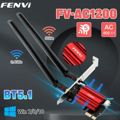 FENVI WiFi 5 PCIE adaptador WiFi AC1200 tarjeta de red inalámbrica de doble banda 2,4G/5GHz 802.11AC para Bluetooth 4,0 escritorio Windows 10/11