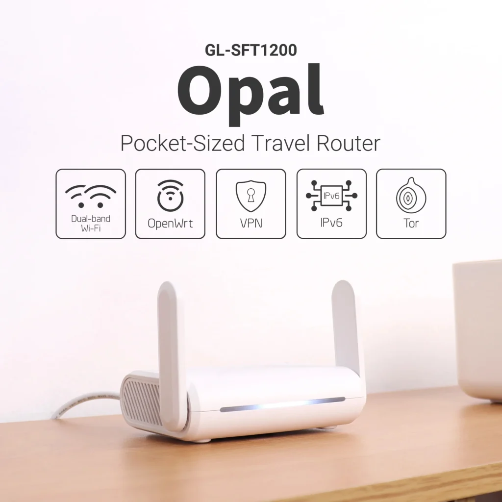 GL-SFT1200 iNet GL (Opal) WiFi de viaje seguro-Router de Internet inalámbrico AC1200 de doble banda Gigabit Ethernet