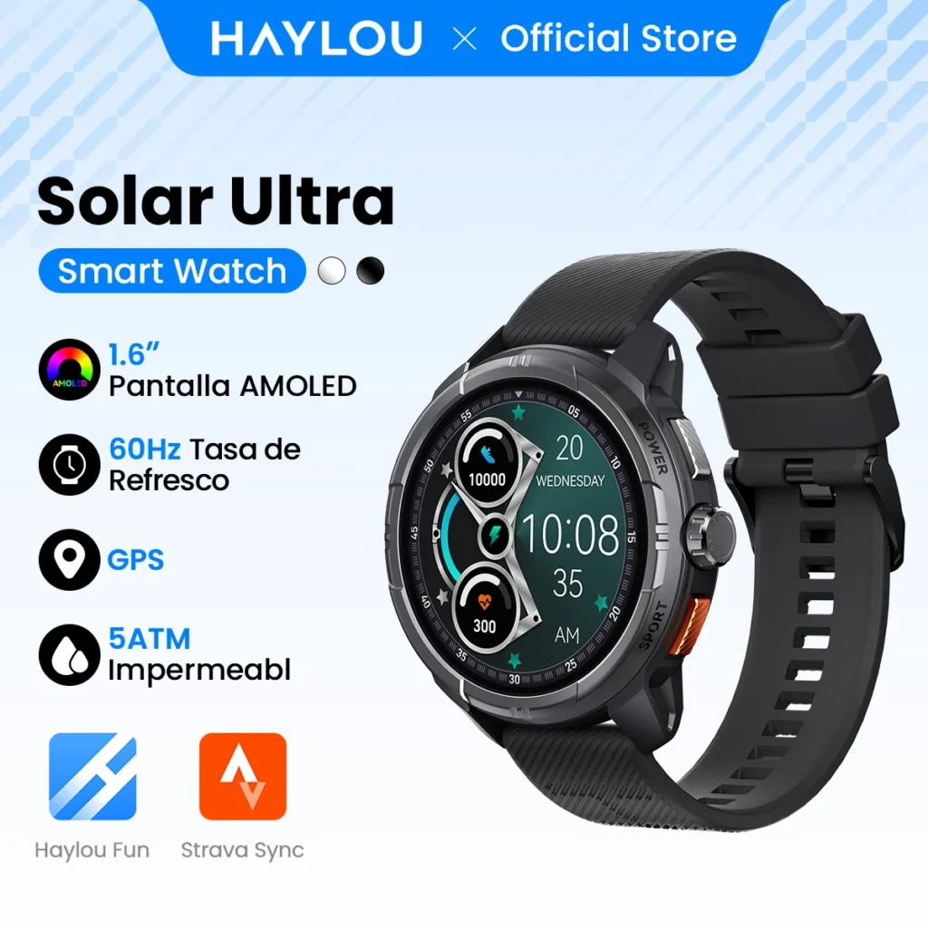 HAYLOU reloj inteligente Solar Ultra GPS, dispositivo resistente al agua hasta 5atm, con Pantalla AMOLED de 1,6 pulgadas, GPS in