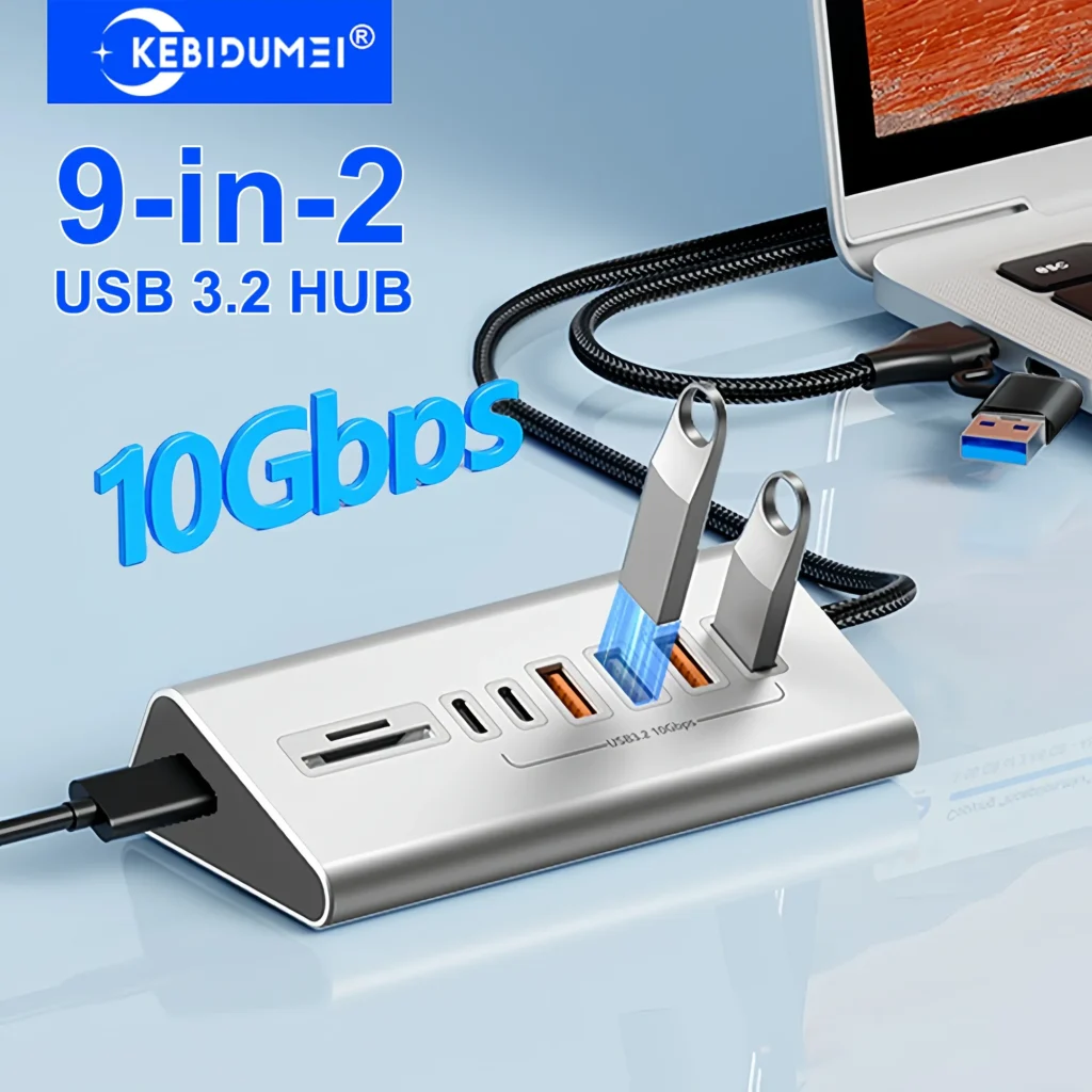 Hub USB-C · 10Gbps · 9 puertos