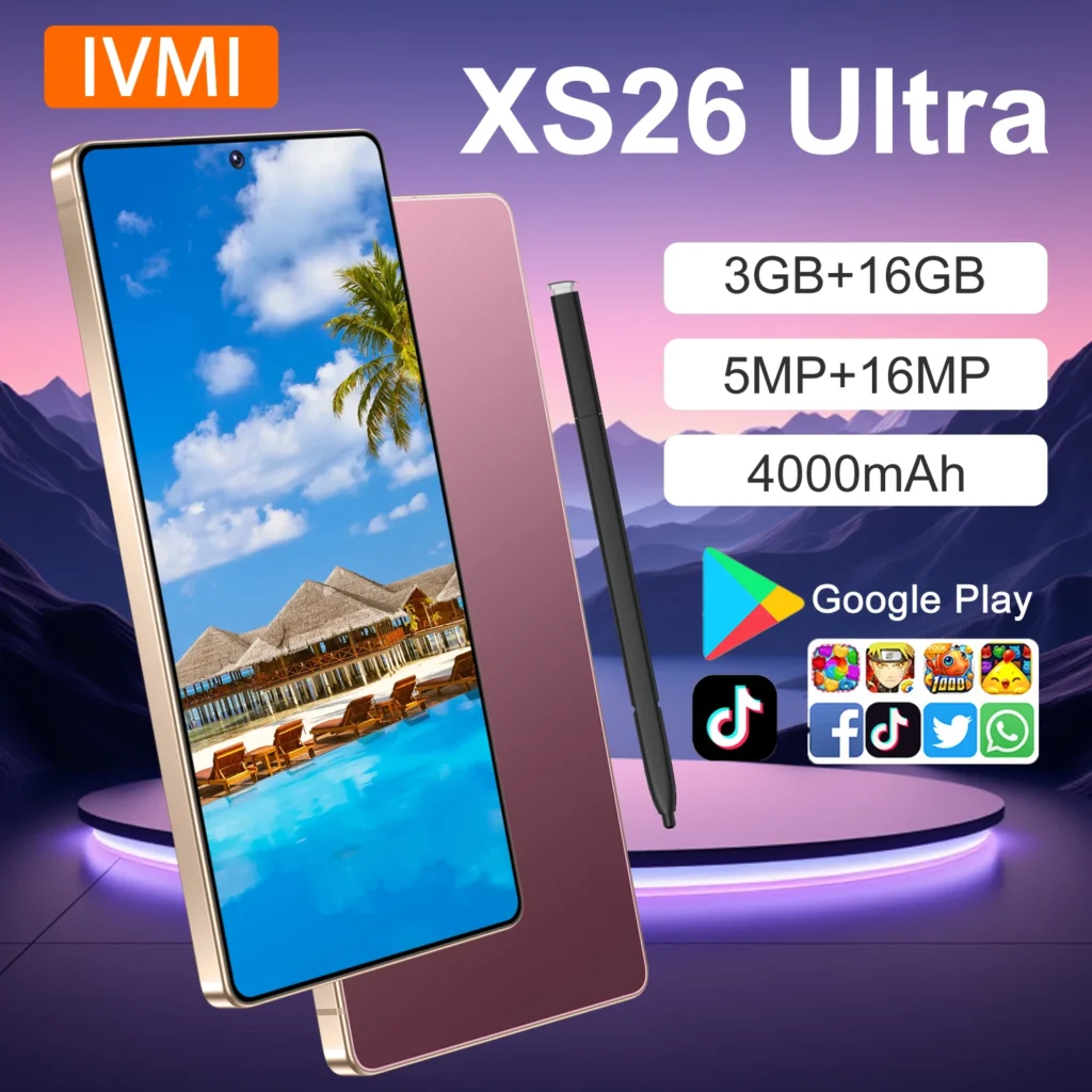 IVMI XS26 Ultra Smartphone Android 3GB+16GB 6.9» Dual SIM GPS Face Unlock 4G Network WIFI Google Play Store Mobile Phones