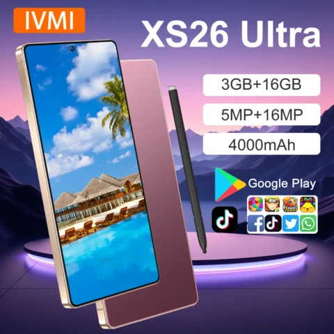 IVMI XS26 Ultra Smartphone Android 3GB+16GB 6.9» Dual SIM GPS Face Unlock 4G Network WIFI Google Play Store Mobile Phones
