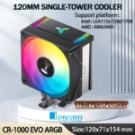 JONSBO CR-1000 EVO 4 Heat pipes TDP 220W CPU Cooler Computer Cooling Fan Heat Sink For LGA1700 115X 1200 AM5 Air Cooler Radiator