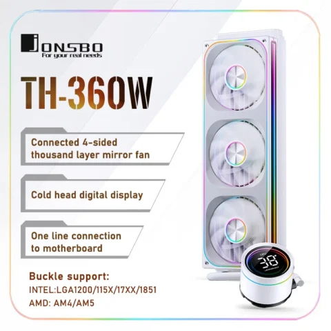 JONSBO TH-360 enfriador de agua blanca ventilador ARGB de 120mm TH-240 AIO CPU refrigeración líquida integrada refrigerada por agua LGA1700 115X 1851