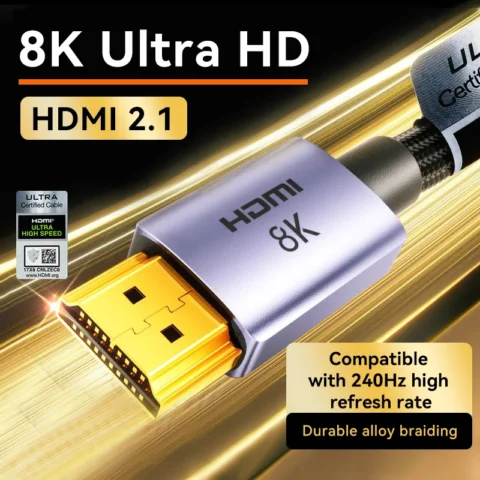 Llano 8K HDMI 2,1 Cable 8K/60Hz 4K/240Hz 2K/240Hz Ultra HD de alta velocidad 48Gbps para Monitor de ordenador portátil PC PS4 proyecto interruptor Aud