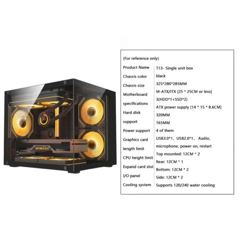 Nueva Mini Caja de Ordenador de Escritorio Transparente, Torre para PC, Placa Base M-ATX/ITX, Longitud de Tarjeta Gráfica de 320 mm, HDD+SSD, USB 3.0,