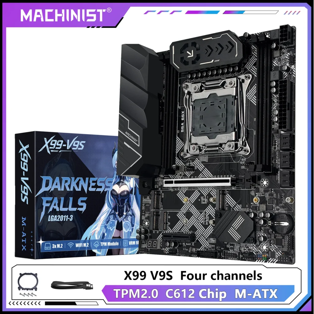 Placa base MACHINIST X99 V9S compatible con TPM2.0 LGA 2011-3 Xeon E5 CPU DDR4 RAM Chip C612 con 3 ranuras NVME M.2 SATA3.0 USB3.0