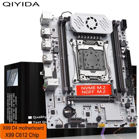 Placa base QIYIDA X99 D4 TPM2.0 LGA 2011 3 con ranura M.2 compatible con memoria DDR4 X99 C612chip SATA3.0 USB3.0 PCI16X