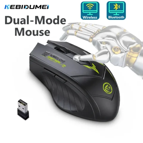 Ratón inalámbrico KEBIDUMEI Bluetooth 5,4, 6 botones, ratón para juegos de modo dual, 1600DPI, ratón recargable para deportes electrónicos, accesorios