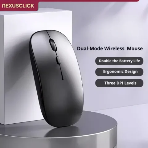 Ratón inalámbrico NexusClick Slim, óptico de 2,4 GHz, 1600DPI, silencioso, ergonómico, receptor USB portátil para ordenador, oficina y juegos