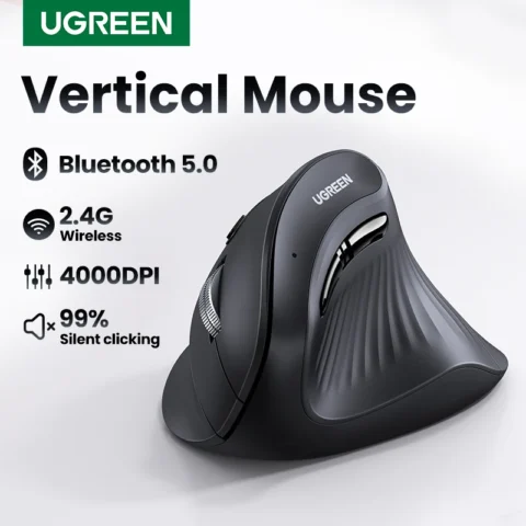 Ratón vertical inalámbrico UGREEN, con Bluetooth 5.0 y conexión de 2,4 GHz, diseño ergonómico, 4000 DPI, compatible con MacBook, tabletas, portátiles,
