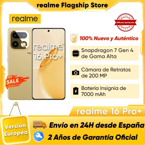 realme 16 Pro Plus 5G Smartphone 2026 Nuevo Snapdragon 7 Gen 4 Cámara de 200MP Pantalla Curva AMOLED de 6.8» y 144Hz Batería de 7000mAh NFC
