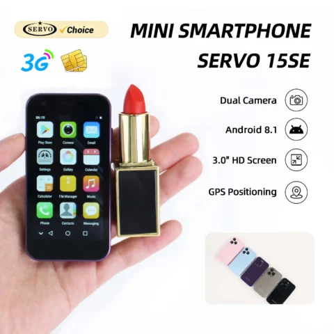 SERVO 15SE Mini Teléfono Móvil Android con Pantalla HD de 3.0 Pulgadas, Doble SIM, Punto de Acceso WiFi, GPS, 16 GB de ROM, Play Store, Cámara, Teléfo
